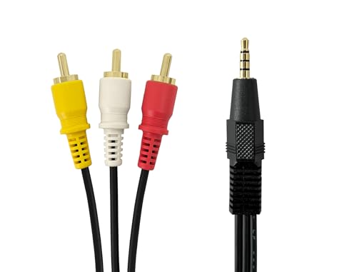 フジパーツ 4極ミニプラグ RCA 変換ケーブル 4極ミニプラグ(ストレート)(オス) - RCA(ピンプラグ)×3 赤 白 黄 (オス)ケーブル 1m 映像・音声用 高純度99.996％OFC無酸素銅ケーブル VM-4YS3RCA-1m 画像1