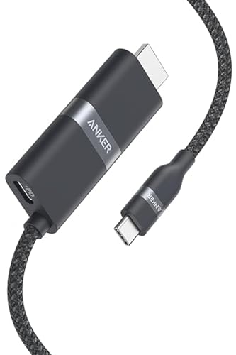 Anker Nano USB-C & HDMI ケーブル (4K, 高耐久ナイロン, 140W) 0.9m 4K 60Hz出力, 140W PDパススルー充電, 2in1 iPhone 16 / 15 Galaxy iPad Pro MacBook Pro/Air 各種対応 画像1