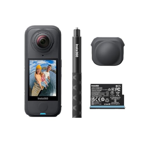 Insta360 X4 Air スターターキット(グラファイト・ブラック) - 軽量165g 8K 360度全景カメラ、見えない自撮り棒、交換可能レンズ、撮影後フレーミング、ウインドガード内蔵、FlowState手ブレ補正、AI搭載アプリ 1枚目 画像