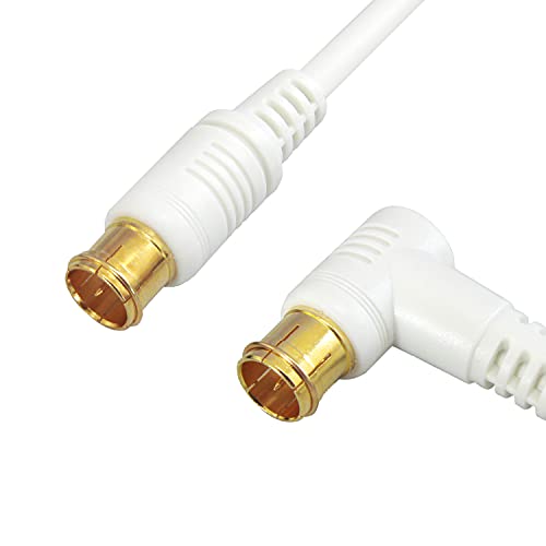 4K8K放送対応 アンテナケーブル 10m ホワイト S4CFBAL 4C同軸ケーブル L型プラグ (差込式) - ストレートプラグ (差込式) FNT-4CZ-100WSL テレビ用 中間 画像