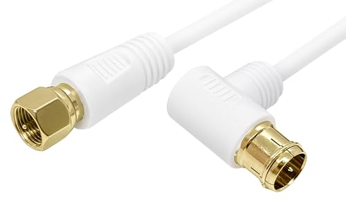 F-Factory アンテナケーブル 5m (スリム・極細) 4K8K/ BS/CS/地デジ/CATV 放送対応 S-2.5C-FB 同軸ケーブル 5m L字プラグ-F型コネクター(ネジ式) 白/ホワイト 金メッキ FF-4815WH 1枚目 画像