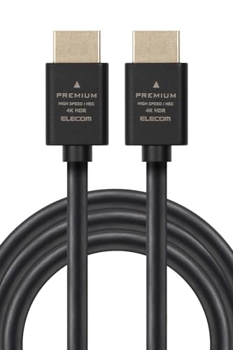エレコム HDMI ケーブル 3m Ver2.0 プレミアム 4K2K(60Hz) 【Premium HDMI(R) Cable規格認証済み】 18Gbps テレビ・パソコン・ゲーム機などに eARC 黒 ECDH-HDP30BK 1枚目 画像