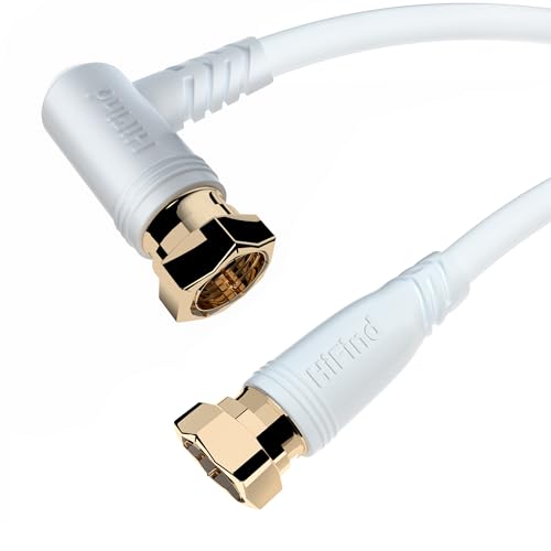 HiFind アンテナケーブル 1M テレビ用アンテナコード 3重シールド S-4C-FB同軸ケーブル L字F型螺子式 TV同軸テレビ線【衛星放送/BS/CS/地デジ/CATV対応】2K/4K/8K(3224MHz)対応 L字ネジ式 ホワイト 1枚目 画像