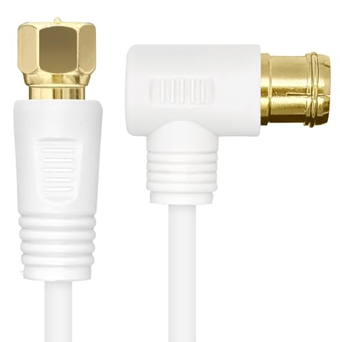 F-Factory アンテナケーブル 5m (スリム・極細) 4K8K/ BS/CS/地デジ/CATV 放送対応 S-2.5C-FB 同軸ケーブル 5m L字プラグ-F型コネクター(ネジ式) 白/ホワイト 金メッキ FF-4815WH 最後 画像