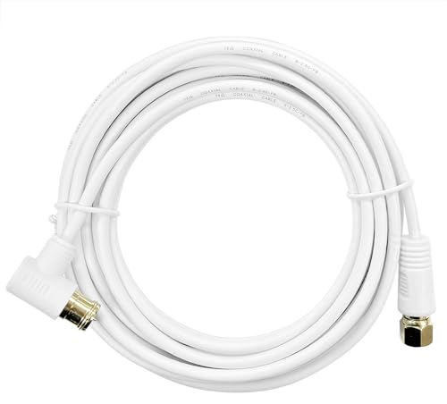 F-Factory アンテナケーブル 5m (スリム・極細) 4K8K/ BS/CS/地デジ/CATV 放送対応 S-2.5C-FB 同軸ケーブル 5m L字プラグ-F型コネクター(ネジ式) 白/ホワイト 金メッキ FF-4815WH 中間 画像