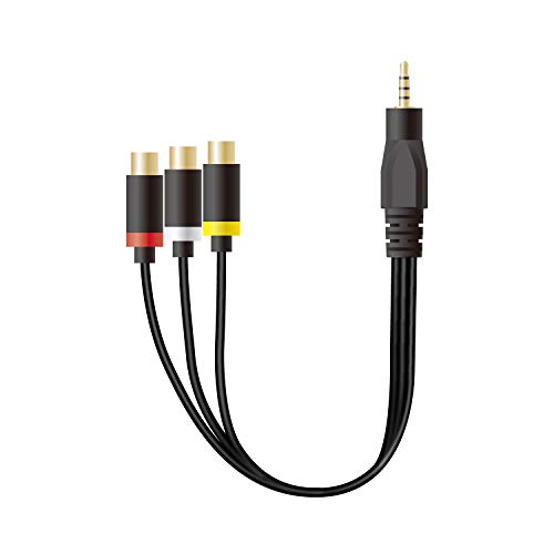 エレコム AVケーブル ステレオミニプラグ(ストレート 4極) - RCAピンプラグ変換 0.15ｍ ブラック DH-MWRYF015BK 画像1