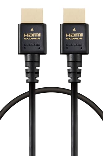 エレコム HDMI ケーブル 1m 細い ウルトラハイスピード 4K(120Hz) 8K(60Hz) 【Ultra High Speed HDMI Cable認証品】 48Gbps 超高速 テレビ・パソコン・ゲーム機などに 7680×4320 eARC 黒 ECDH-HD21ES10BK 画像1