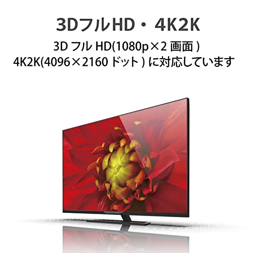 エレコム HDMI ケーブル 極細 ハイスピード 2m スーパースリム 4K・2K(30Hz) 【HIGH SPEED with ETHERNET認証済み】 3重シールド 金メッキ ARC テレビ・パソコン・ゲーム機など対応 黒 ECDH-HD14SS20BK 中間 画像
