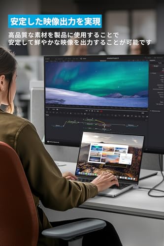 Anker Nano USB-C & HDMI ケーブル (4K 60Hz, 高耐久ナイロン) 1.8m HDR対応, 安定接続 iPhone 16 / 15 MacBook Air Pro iPad Pro/Air 他対応 中間 画像