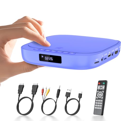 ミニDVDプレーヤー1080Pサポート DVD/CD再生専用モデル リージョンフリー CPRM対応、Blue-ray非対応、USB/TFカード再生、HDMI/AV/AUX出力 日本語説明書付き (ブルー) 1枚目 画像