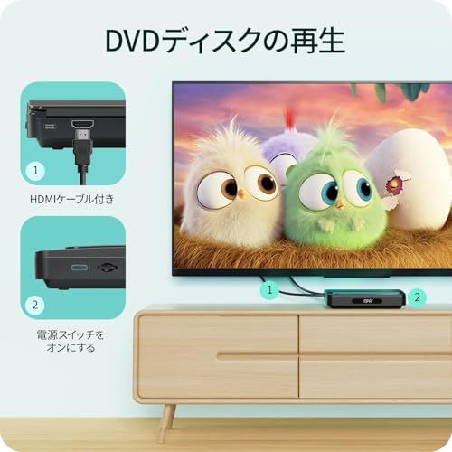 ミニDVDプレーヤー Surfola DVD/CD再生専門モデル リージョンフリー CPRM対応 USB給電 HDMI/イヤホン端子搭載 テレビ/プロジェクター接続可能、HDMIケーブル、リモコン、日本語説明書付き Blue-ray非対応 中間 画像