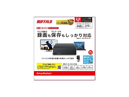 バッファロー HD-NRLD2.0U3-BA 2TB 外付けハードディスク メカニカルハードデイスク ドライブ スタンダードモデル ブラック 最後 画像