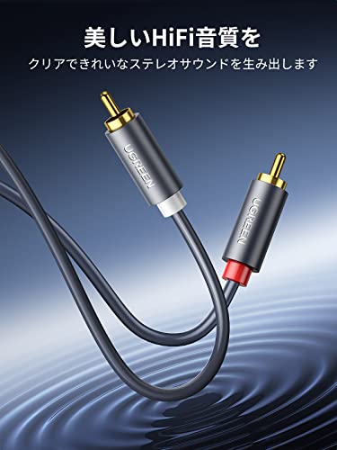 UGREEN RCA ケーブル 2M オーディオケーブル ステレオ 音声ケーブル 2RCA to 2RCA(赤/白)変換 HiFi音質 24K金メッキコネクタ 最後 画像
