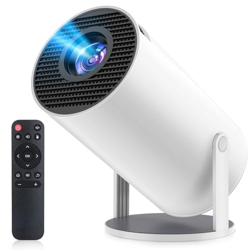 プロジェクター 家庭用【2026年進化モデル・27000LM・4K対応】超小型 270°回転 高輝度 1080P 天井投影 Wi-Fi6大画面 Android TV搭載 Bluetooth5.4 HiFiスピーカー 自動台形補正 ズーム機能 短距離投影 軽量 IOS/Android/パソコン/DVD/PS機/SWITCH接続可 プレゼントに最適 モバイル ホームプロジェクター（ホワイト） 画像1