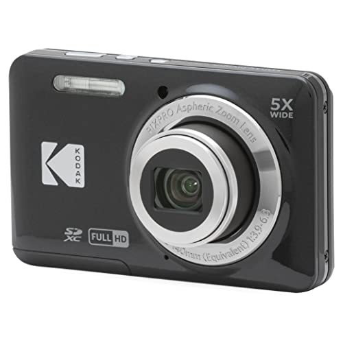 KODAK (コダック) PIXPRO 使いやすい ズーム FZ55-BK 16MP デジタルカメラ 光学5倍ズーム 広角 28mm 2.7インチ液晶画面 (ブラック) 画像1