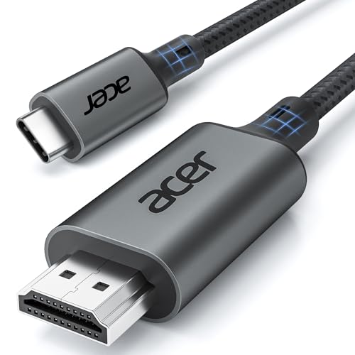 Acer USB Type-C HDMI ケーブル 4K@60Hz【2M】タイプC HDMI 変換ケーブル Thunderbolt 4/3 対応 [単方向通信] ナイロン編み タイプC HDMI 変換アダプタ ノートパソコン・タブレット・iPhone 17/16/15 Pro/Pro Max・MacBook/MacBook Air・Galaxy S24 対応 画像1