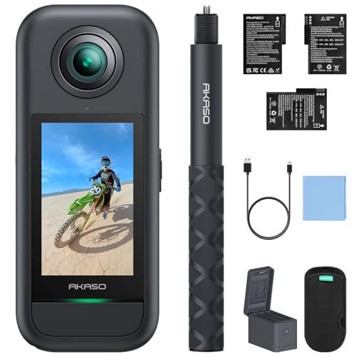 AKASO 360 クリエイターコンボ版 360度カメラ-アクションカメラ 5.7K360度動画 72MP360度写真 新型1/2インチ48MPセンサー 360度水平維持 360° スーパースムース 安定化機能 AI編集 見えない自撮り棒 2.29