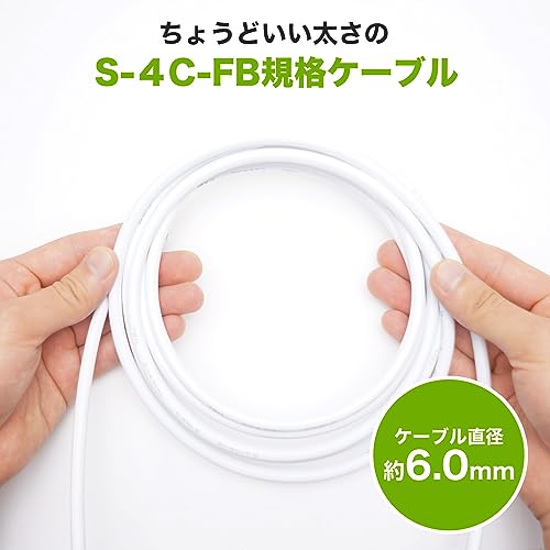 ホーリック アンテナケーブル テレビ用 S-4C-FB同軸 1m 【4K8K放送(3224MHz)/BS/CS/地デジ/CATV 対応】 ホワイト アルミヘッド 両側ネジ式コネクタ AC10-365WH 中間 画像