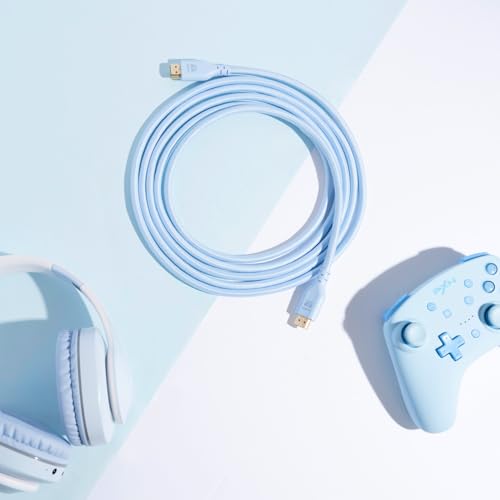 Pixio ウルトラハイスピード HDMIケーブル 2m パステルブルー PXH212BBL HDMI2.1B 8K/60Hz 4K/120Hz HDR対応 ナイロンメッシュ 水色 最後 画像