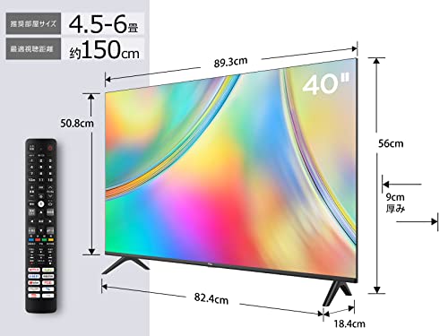 TCL テレビ 40V型 ネット動画対応 Google TV フルハイビジョン 40S5401 フレームレス Dolby Audio FHD裏番組録画 音声検索 対応 クロームキャスト wチューナー 内蔵 ゲームモード搭載 VESA規格 2023年モデル 最後 画像
