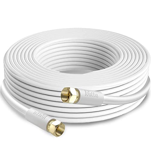 Postta アンテナケーブル 10M 同軸ケーブル テレビ用 S-5C-FB(RG6) 4K8K 地デジ・BS・CS・CATV放送対応 金メッキプラグ F型プラグ ホワイト 1枚目 画像