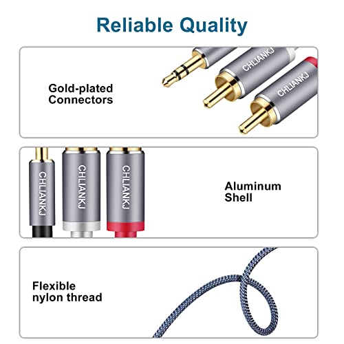 CHLIANKJ 3.5mm ステレオミニプラグ to 2RCA 変換 ステレオオーディオケーブル、金メッキコネクタ オス to 2*オス Y スプリッタオーディオAUXケーブル、スマホ タブレット TV 等に対応 (0.5M) 中間 画像