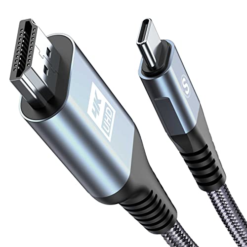 USB Type C HDMI 変換ケーブル 2m,タイプC to hdmi 映像出力【4K 対応】USB-C HDMIケーブル Thunderbolt 3/4 iPhone17 16 15 Max Plus,アイフォン15 16 17,Samsung Galaxy S25/S24/S23/S22/S21/S20/iPad Pro/MacBook Proなど対応 娯楽用 在宅勤務(灰) 1枚目 画像