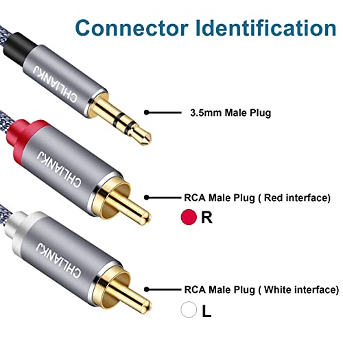 CHLIANKJ 3.5mm ステレオミニプラグ to 2RCA 変換 ステレオオーディオケーブル、金メッキコネクタ オス to 2*オス Y スプリッタオーディオAUXケーブル、スマホ タブレット TV 等に対応 (0.5M) 中間 画像