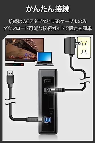 エレコム 外付けハードディスク 4TB SeeQVault対応 テレビ録画 4K対応 USB3.2(Gen1) 静音 ファンレス設計 ELD-QEN040UBK/E 中間 画像