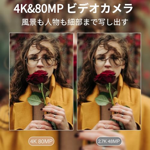 ビデオカメラ 4K録画 8000万画素 Vlogging カメラ 3.0