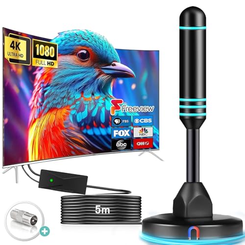 EvoAce 室内アンテナ テレビアンテナ【第3世代高感度ブースター搭載】地デジアンテナ 無料視聴 受信距離最大600KM 4K/1080p HDTV対応 360°全方位受信 小型・軽量 USB給電式 高性能・高感度 UHF/VHF全帯域対応 車載/屋内/屋外兼用 磁力 固定 日本語取扱説明書付き(ブラック) 1枚目 画像