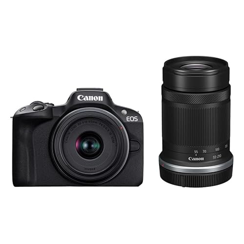 Canon ミラーレス一眼カメラ EOS R50 ダブルズームキット(RF-S18-45+RF-S55-210) ブラック/APS-C/約375g EOSR50BK-WZK 1枚目 画像