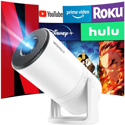WISHOLY プロジェクター 家庭用【電動フォーカス・Android TV搭載・270°回転】 プロジェクター 天井投影 27000LM 1080P ぷろじぇくたー 小型 Wi-Fi 自動台形補正 Bluetooth5.4 内蔵HiFiスピーカー 50%ズーム機能 静音設計 スマホ/PC/Switch/DVD等多機能接続 1枚目 画像