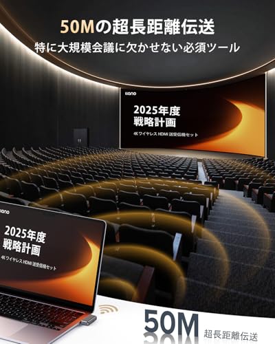 「2025年新登場 世界最小クラス」llano ワイヤレスhdmi 無線 送受信機セット 最大50m無線伝送 日本技適認証取得 1080P/2.4G/5G超低遅延 音画同期 ミラー&拡張モード搭載 Type-C充電対応 WIFI&設定不要 Type-Cスマートフォン/テレビ/PC/Mac/Windowsなど対応 (ブラック) 最後 画像