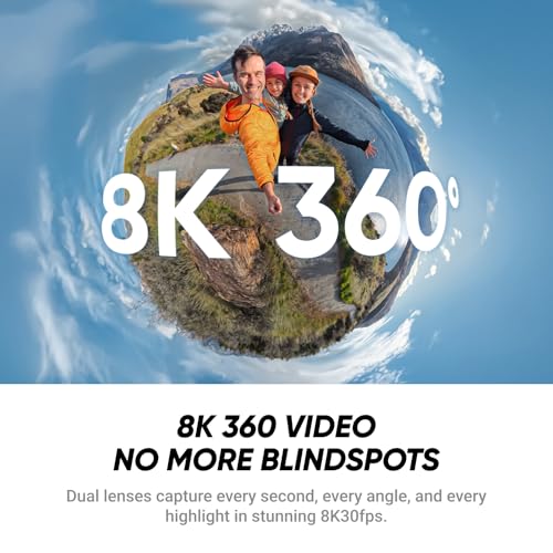 Insta360 X4 Air スターターキット(グラファイト・ブラック) - 軽量165g 8K 360度全景カメラ、見えない自撮り棒、交換可能レンズ、撮影後フレーミング、ウインドガード内蔵、FlowState手ブレ補正、AI搭載アプリ 中間 画像