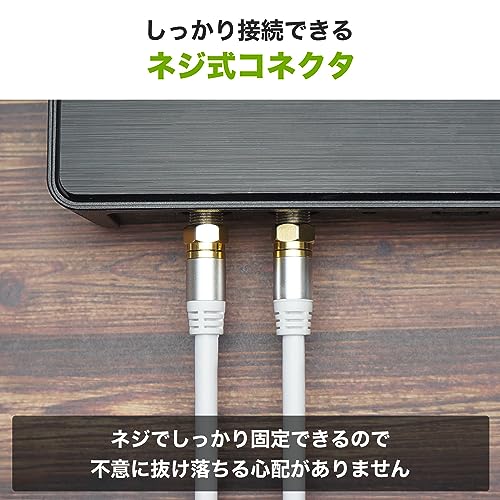 ホーリック アンテナケーブル テレビ用 S-4C-FB同軸 1m 【4K8K放送(3224MHz)/BS/CS/地デジ/CATV 対応】 ホワイト アルミヘッド 両側ネジ式コネクタ AC10-365WH 中間 画像