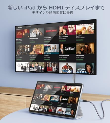 AviBrex HDMI Type-C 変換ケーブル 3M, USB C HDMI 変換 4K/Thunderbolt3対応 ナイロン編み 映像出力 携帯画面をテレビに映す タイプC hdmiケーブル iPhone 17 16 15 Pro Max,MacBook Pro/iPad Pro/XPS 15/Surface Book/Galaxy S25 S24 S23 S22 S21等対応-灰 中間 画像