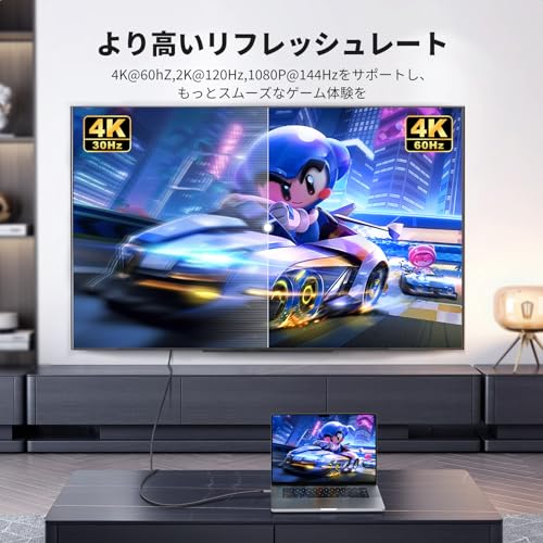 UGREEN USB Type C HDMI 変換ケーブル 1M 4K@60Hz USB C HDMI 変換 【単方向通信】【DP Altモードを含むUSB-Cだけ対応】Thunderbolt 3/4 MacBook/MacBook Air/MacBook Pro/Galaxyなど対応 1M 中間 画像