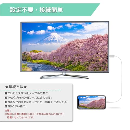 Moowarm i Phone HDMI 変換ケーブル 1.5M【2025年新モデル MFi認証品】ライトニング HDMIケーブル AV交換アダプタ 1080P 電源不要 設定不要 Phone/Padの画面をテレビに映す 差し込むだけ ミラーリング AV/TV視聴 音声同期出力 ゲーム遅延なしPhone/Pad/IOS対応 日本語取説書付き 中間 画像