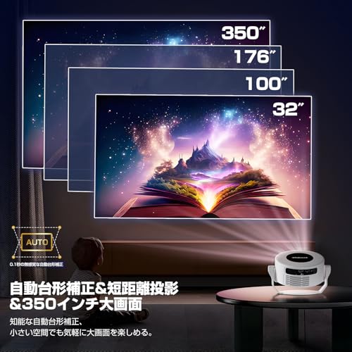 Philoent プロジェクター 家庭用 小型 【1080P 8K対応＆HDR高ダイナミック画質＆1400Ansi 】Android TV 14.0搭載 HiFiスピーカー内蔵 天井 静音 0.5M短距離投影 WiFi6 Bluetooth5.4 350