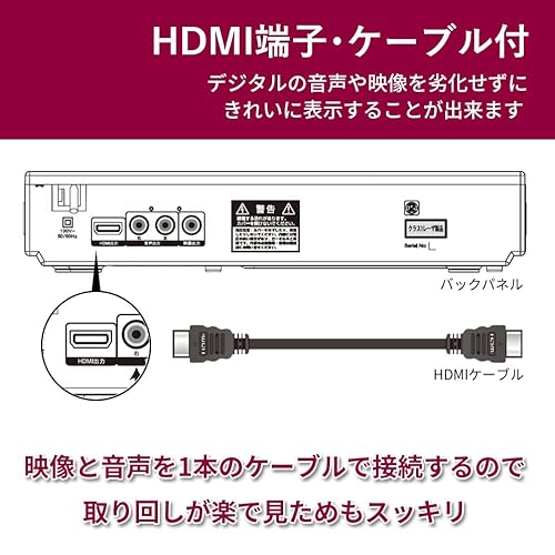 [山善] キュリオム DVDプレーヤー CPRM対応 再生専用 HDMIケーブル付き CDVP-42HD(B) 中間 画像