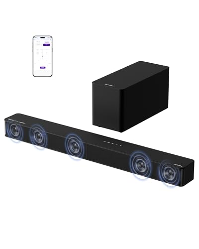 ULTIMEA 5.1ch サウンドバー サブウーファー付き Dolby Atmos/eARC対応 300W出力 Bluetooth5.4搭載 Soundbar HDMIケーブル付き サラウンドスピーカー VoiceMX/BassMX/APP制御 ホームシアター Poseidon M60【2025年最新】の外観・全体像 画像