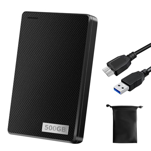外付けハードディスク 外付けHDD 500GB テレビ録画 超高速データ転送 超薄型 2.5インチ USB3.0に対応 /PC/Mac/PS4/XBox 携帯便利 収納袋付属 1