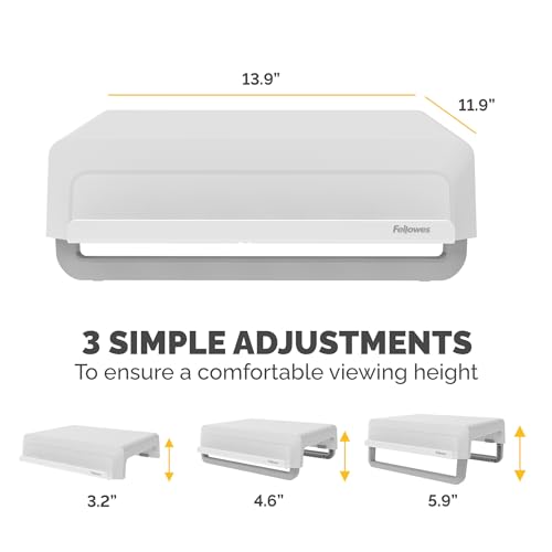 Fellowes Breyta 人間工学に基づいた高さ調節可能なスタンド モニター/ノートパソコン用 ホワイトの特徴・詳細 画像