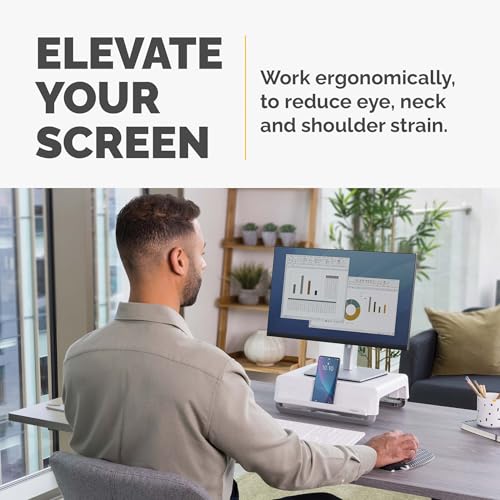 Fellowes Breyta 人間工学に基づいた高さ調節可能なスタンド モニター/ノートパソコン用 ホワイトの詳細・まとめ 画像