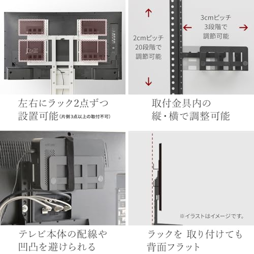 EQUALS イコールズ WALL テレビスタンド V2 V3 V4 V5 S1 PRO A2ラージ 対応 マルチデバイスホルダー ラック4点+取付金具の特徴・詳細 画像