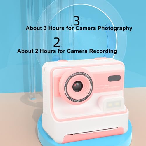 キッズカメラインスタントプリント、2.4インチIPSスクリーン1080P HD 48MPフォトインスタントカメラ子供用、16Xデジタルズームキッズデジタルカメラデュアルレンズ、幼児用カメラ、クリスマスギフト (ピンク)の特徴・詳細 画像