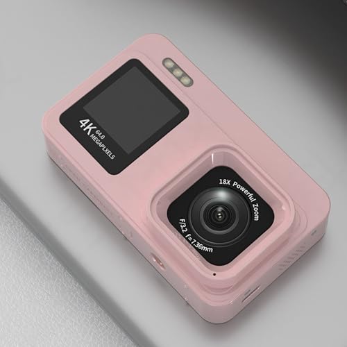 64MP センサー付き 4K デジタルカメラ ツインスクリーン 18 倍ズーム 充電式バッテリー 学生旅行用 Vlog ダブルスクリーンデジタルカメラの特徴・詳細 画像