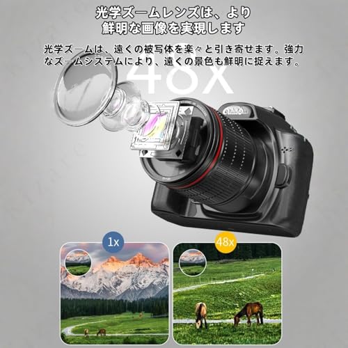 VilomWi-Fi対応4Kデジタル一眼レフカメラ IRナイトビジョン搭載 マクロ撮影・電子手ブレ補正機能付 23×11.5×16.5cmコンパクト HDMI出力可 32GBメモリカード付属 旅行・誕生日プレゼントに最適 (ブラック+32Gメモリカード)の特徴・詳細 画像