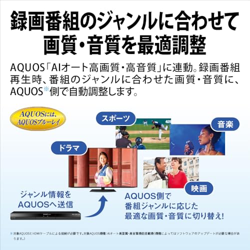 シャープ ブルーレイディスクレコーダー 2B-C10GW1 AQUOS ブルーレイ ダブルチューナー 1TB 地デジ録画 簡単操作 外付けHDD対応 スタンダードモデルの特徴・詳細 画像